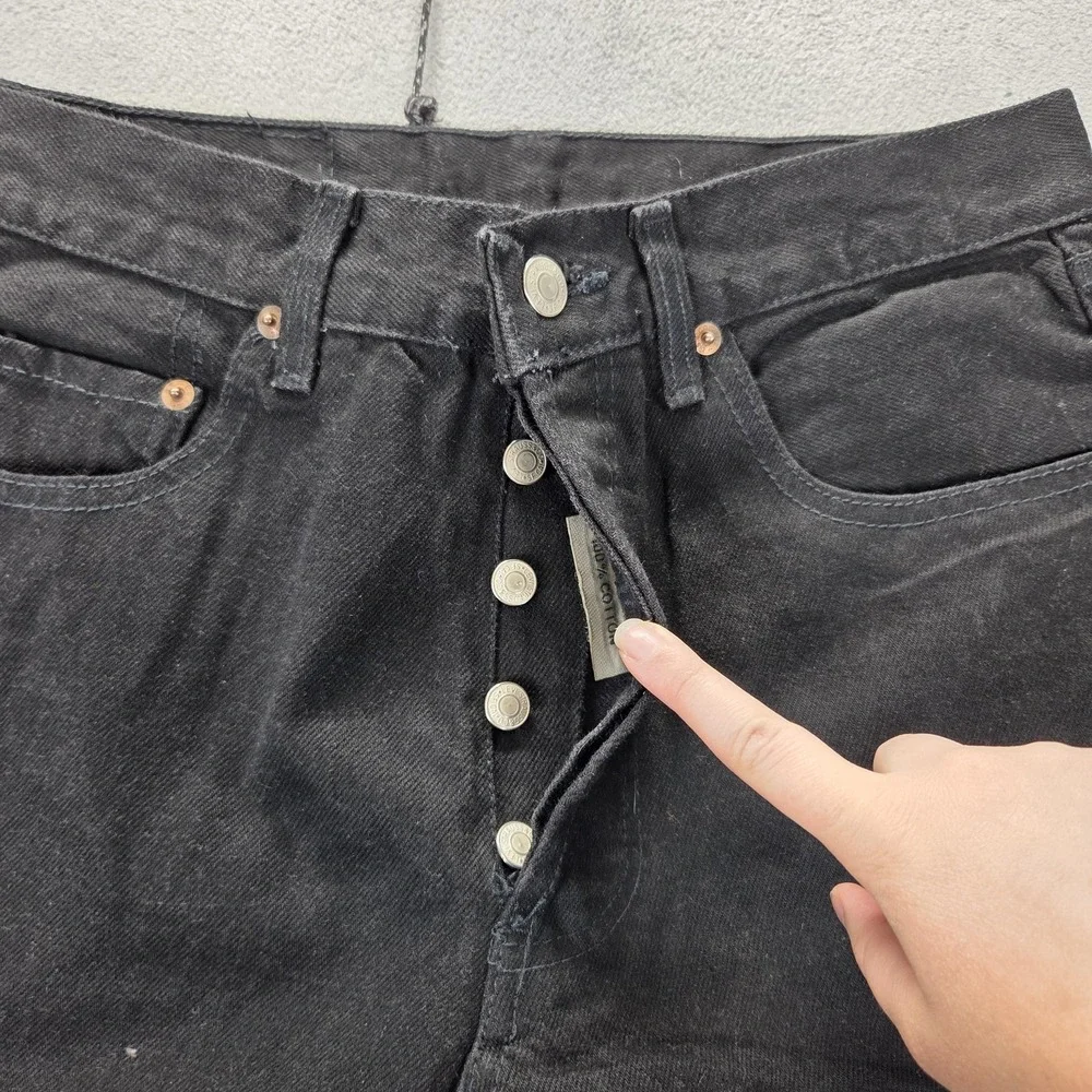 VTG‎ Levis 501 Jeans Mens Black Straight USA Red Trim 90s Modified Fits 28x29